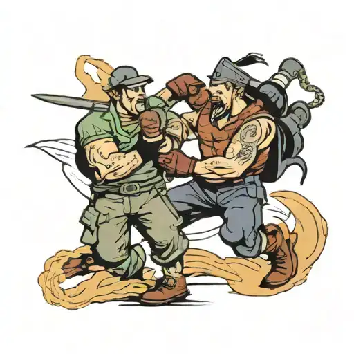 Fight hooligans tattoo design idea