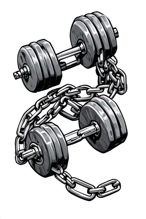 dumbbells and chains wrapped tattoo design idea