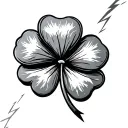 black five leaf clover in lightning with five leaves tattoo design idea