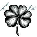 black five leaf clover in lightning with five leaves tattoo design idea