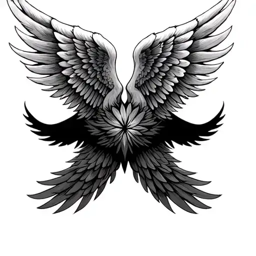wings on both sides and in the middle of the wings represent a picture for empowerment  tattoo design idea