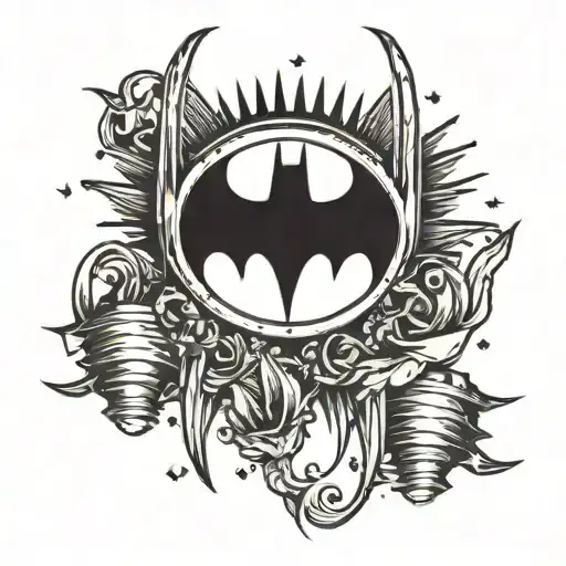 batman symbol with spikes tattoo design idea
