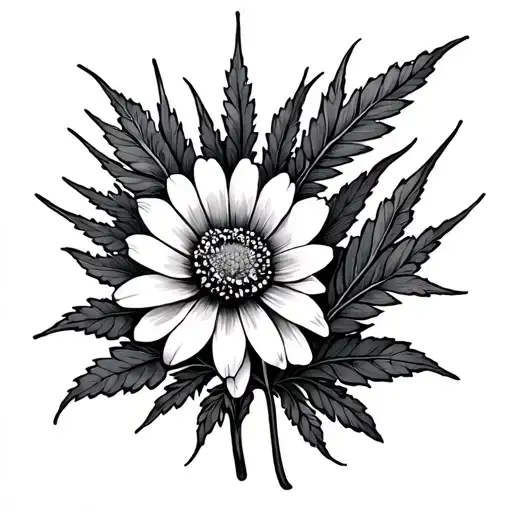 hemp field flowers tattoo design idea