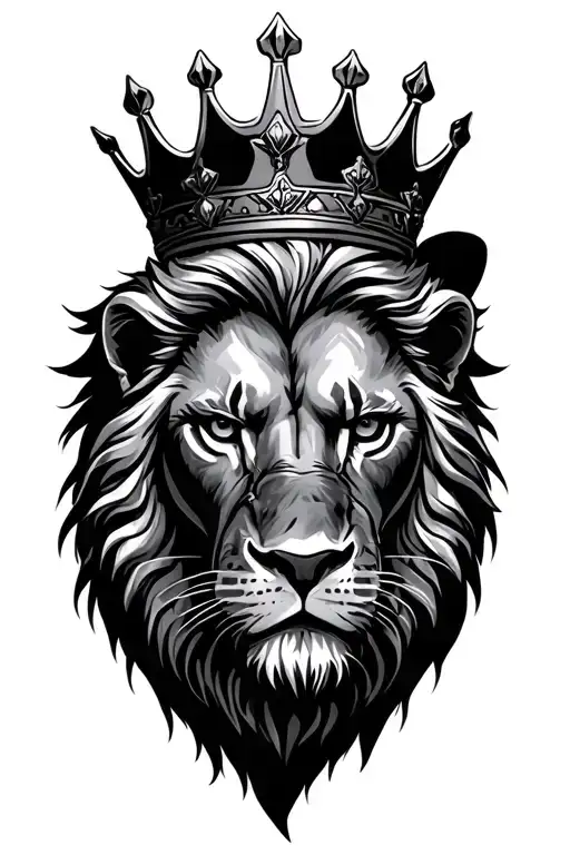 spartan and lion wearing a crown tattoo design idea