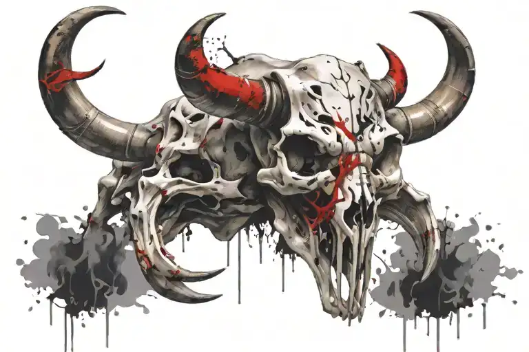 bull skull with two scorpion holding tattoo design idea