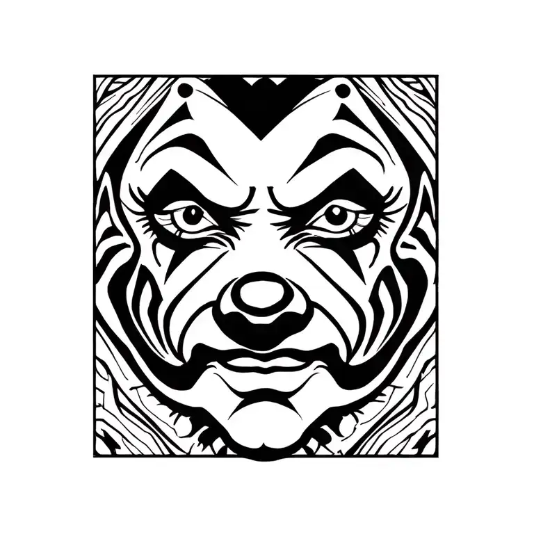 japanese clown face tattoo design idea