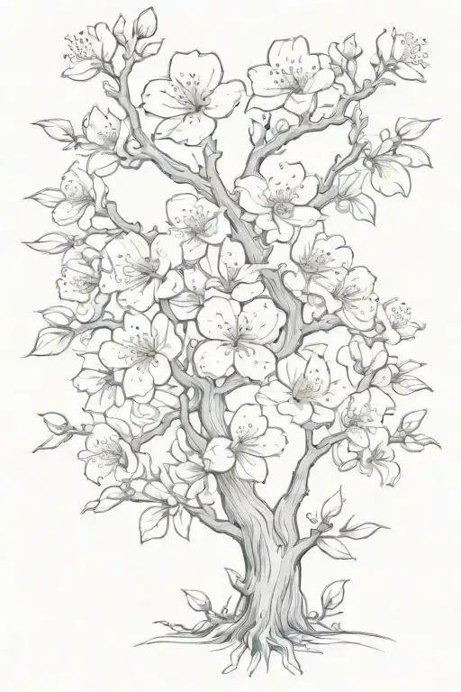 apple blossom tree branches tattoo design idea