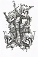 mandalorian family posing tattoo design idea