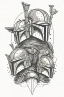 mandalorian family posing tattoo design idea