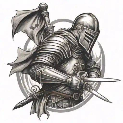 knights Templar knight with a sword tattoo design idea