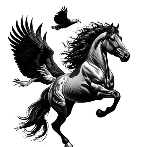 The stallion from the “Spirit” movie running on my collarbone and the eagle is flying on top following the horse. This i tattoo design idea