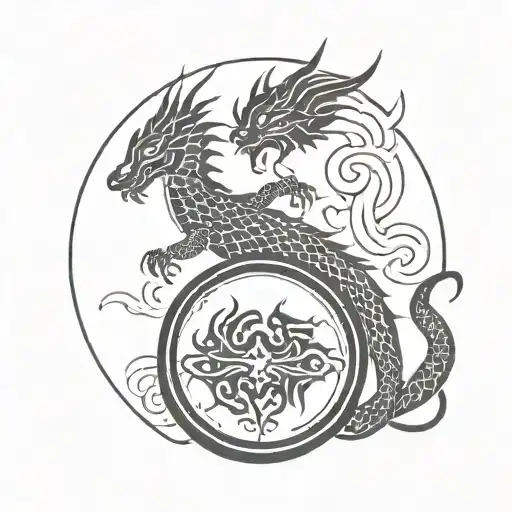 Dong Son bronze drum, fish, asian dragon tattoo design idea