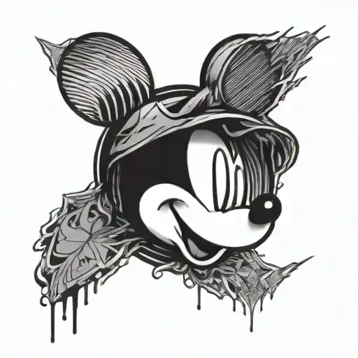mickey mouse heartbeat line with believe in line tattoo design idea
