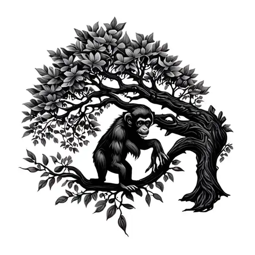 Tree Of Life, little monkey tattoo design idea