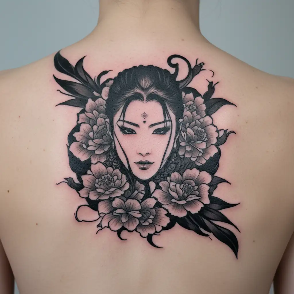 A highly detailed, traditional Japanese Yakuza-style (irezumi) sleeve tattoo design laid flat on a clean white backgroun tattoo design idea