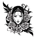 A highly detailed, traditional Japanese Yakuza-style (irezumi) sleeve tattoo design laid flat on a clean white backgroun tattoo design idea