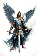 st Micheal The Archangel warrior with sword tattoo design idea