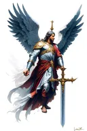 st Micheal The Archangel warrior with sword tattoo design idea