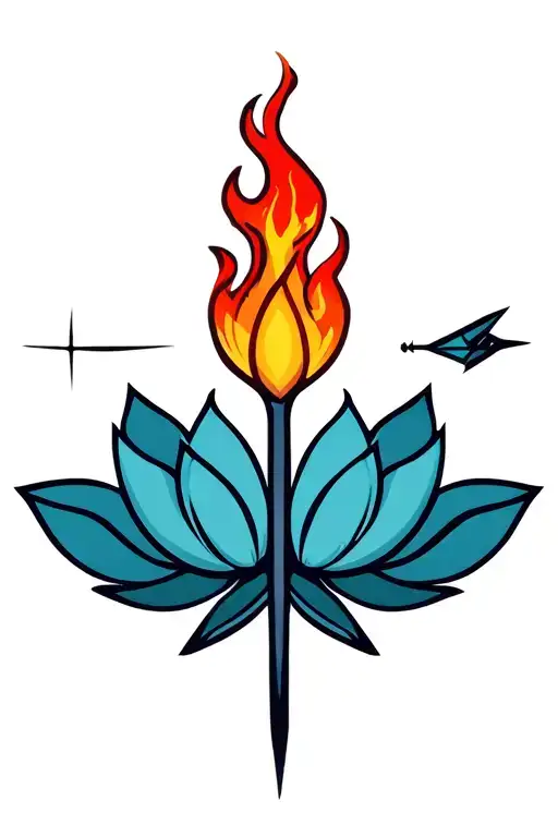 aries zodiac symbol fire arrow lotus tattoo design idea