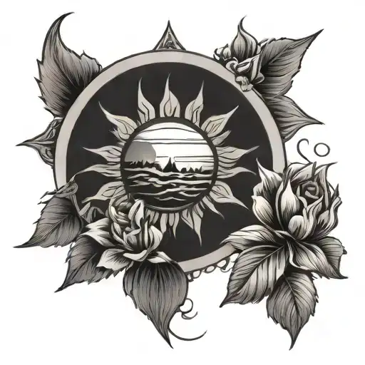 Valley of the shadow of death sun shining with flowers tattoo design idea
