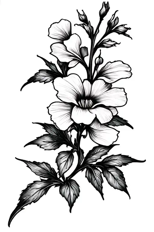 simple snapdragon flower tattoo design idea