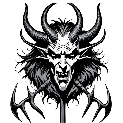Devil person with pitchfork tattoo design idea