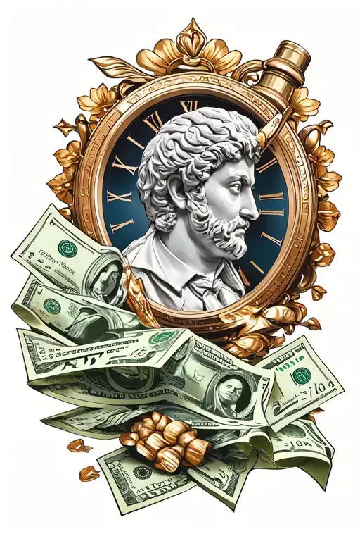 bulgarian most famous statue, Rolls Royce, money, Rolex klock  tattoo design idea