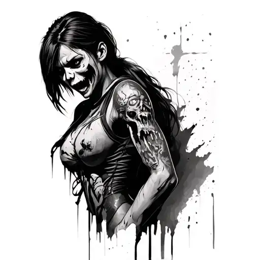 resident evil jill valentine zombie chest tattoo tattoo design idea