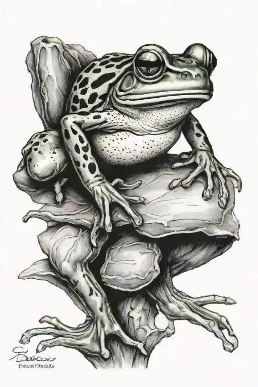 frog climbing up tattoo design idea