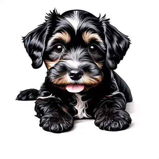 black cockapoo dog paw print tattoo design idea