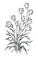 Willow tree vines and tulips black and grey tattoo design idea