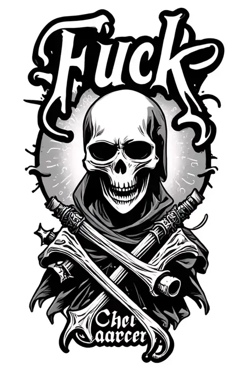 "Fuck Cancer" grim reaper tattoo design idea