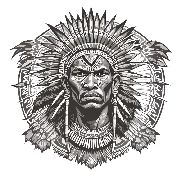 African Zulu warrior tattoo design idea