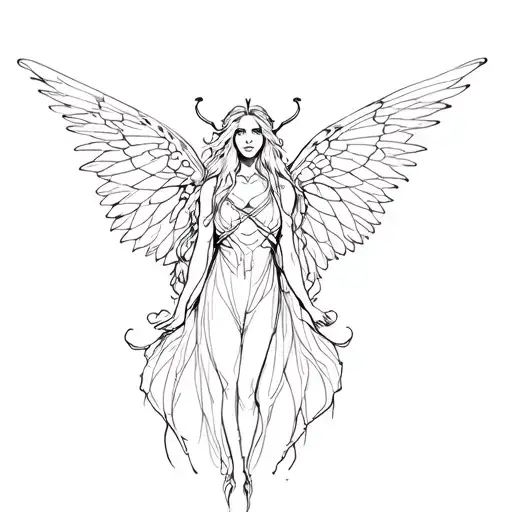 butterfly angel half demon tattoo design idea
