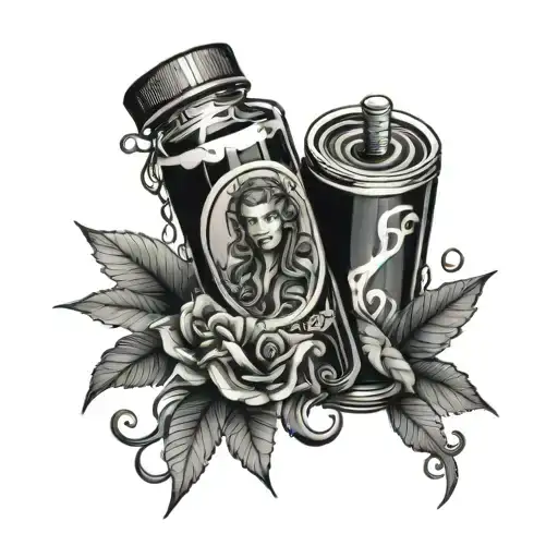 Jelly roll bottle and mary jane  tattoo design idea