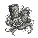 Jelly roll bottle and mary jane  tattoo design idea