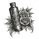 Jelly roll bottle and mary jane  tattoo design idea