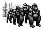 Gorilla family hiking tattoo design idea