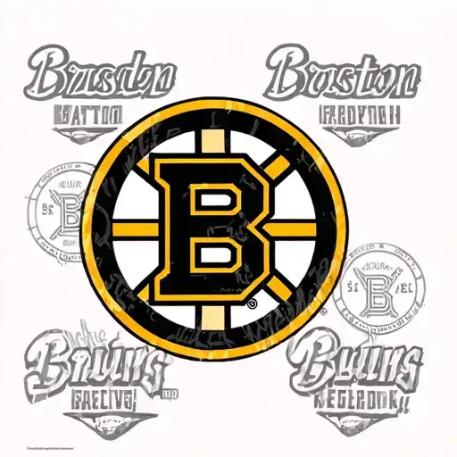 boston bruins logo with grandchildrens names incorporated tattoo design idea