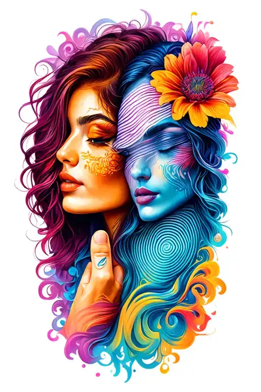 couple finger print surrounded tattoo design idea