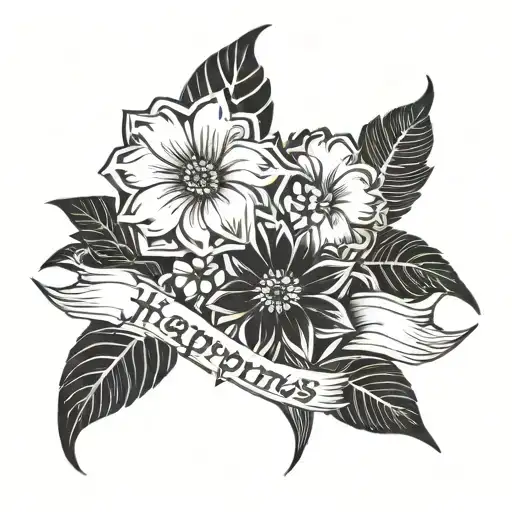 happiness hardwork never give tattoo design idea