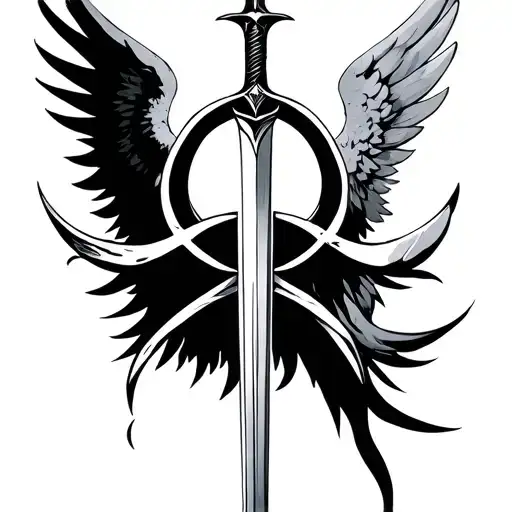 the angelic rune from the shadowhunters series pierced by a sword tattoo design idea