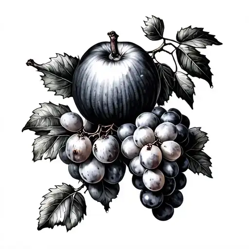 fig and grape tattoo design idea
