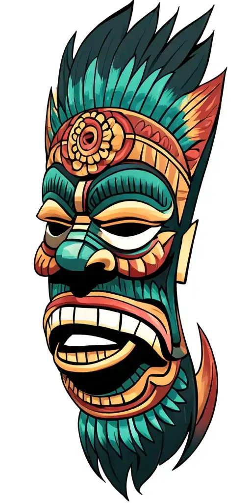 tiki mask tattoo design idea