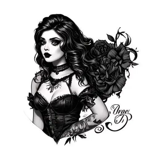 Goth Pinup Girl tattoo design idea