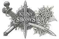 Jon snow's sword with the quote "kill the boy and let the man be born" tattoo design idea
