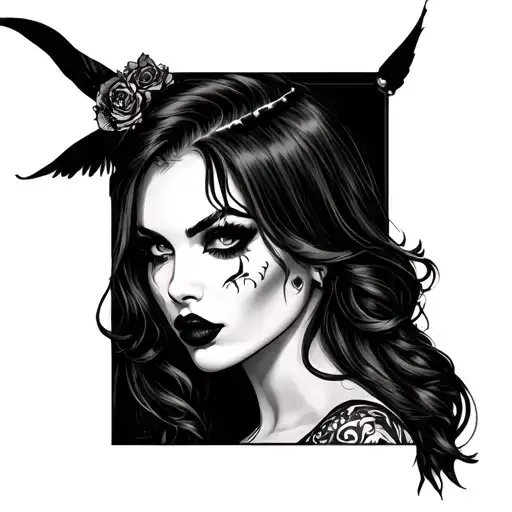 sexy goth pin up tattoo design idea