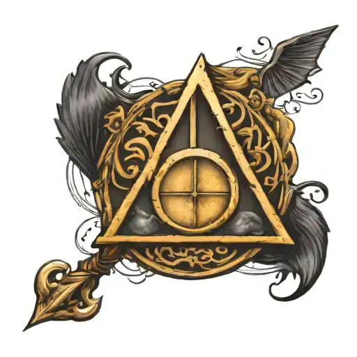 "I am looking for a wrist tattoo design inspired by the Deathly Hallows symbol from the Harry Potter series. The design  tattoo design idea