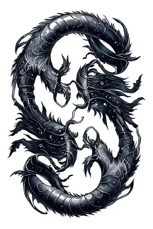 Gemini & Scorpio constellation intertwined tattoo design idea