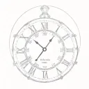 Roman numeral clock with letters instead of numbers tattoo design idea